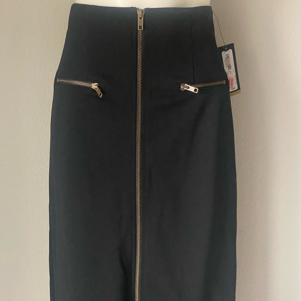 Womens Worthington Knit Pencil Skirt Zipper Front and Zipper Pocket Black Size 6